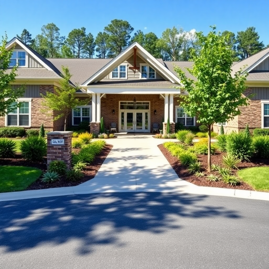 Well-maintained community entrance at The Preserve at Jordan Lake, Chapel Hill, NC