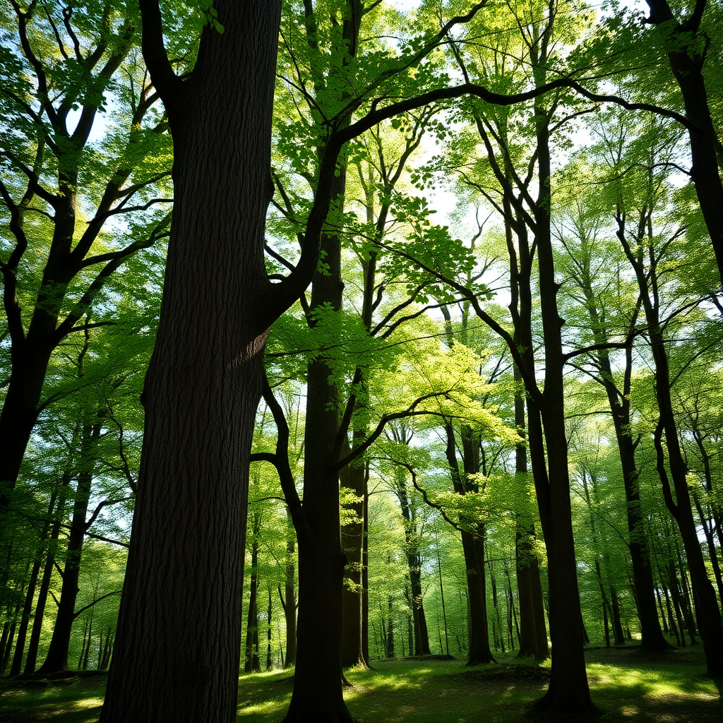 Mature hardwood trees preserved in The Preserve at Jordan Lake neighborhood